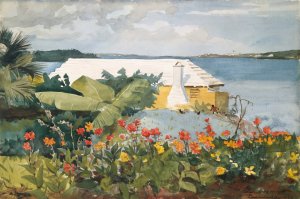 Flower Garden and Bungalow, Bermuda by Winslow Homer Oil Painting