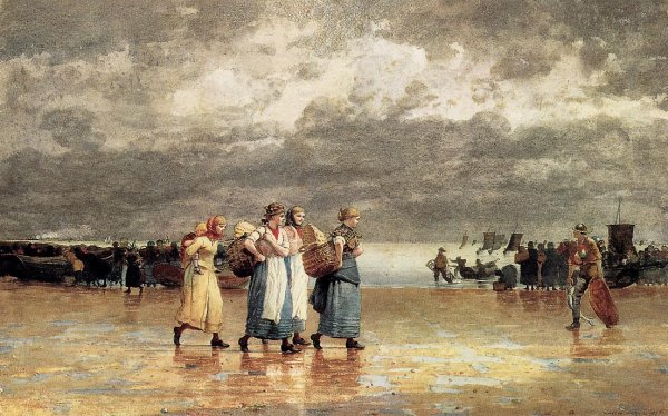Four Fisherwives by Winslow Homer - Hand-Painted Oil Painting Reproduction