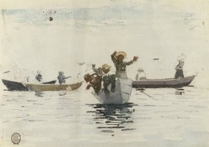 Four Rowboats with Children by Winslow Homer Oil Painting
