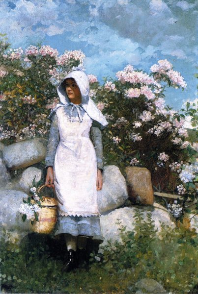 Main Product Photo of Girl and Laurel Painting by Winslow Homer