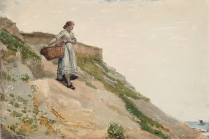 Girl Carrying a Basket by Winslow Homer Oil Painting