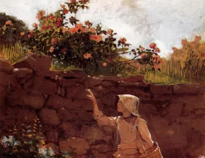 Girl in a Garden by Winslow Homer - Oil Painting Reproduction