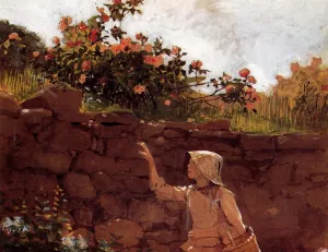 Girl in a Garden by Winslow Homer Oil Painting