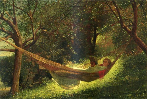 Main Product Photo of Girl in a Hammock Painting by Winslow Homer