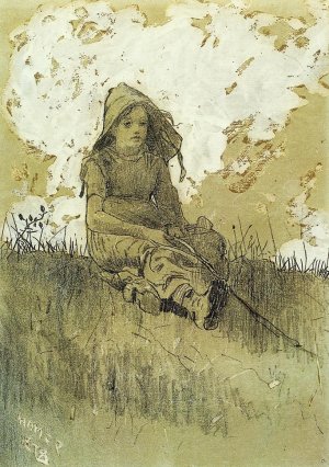 Girl in a Sunbonnet Oil painting by Winslow Homer
