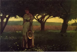 Girl in the Orchard by Winslow Homer - Oil Painting Reproduction