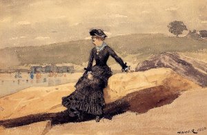 Girl on Beach by Winslow Homer Oil Painting