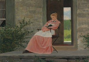 Girl Reading On A Stone Porch by Winslow Homer Oil Painting