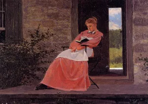 Girl Reading on a Stone Porch painting by Winslow Homer