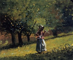 Girl with a Hay Rake Oil painting by Winslow Homer
