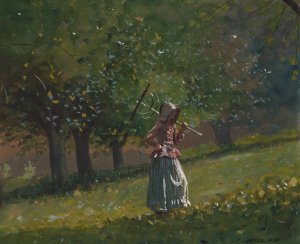 Girl with Hay Rake by Winslow Homer Oil Painting