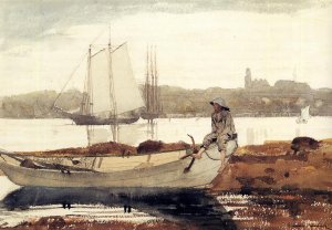 Gloucester Harbor and Dory Oil painting by Winslow Homer