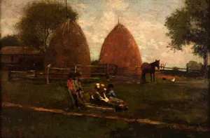 Haystacks and Children by Winslow Homer Oil Painting