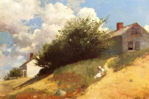 Houses on a Hill by Winslow Homer Oil Painting