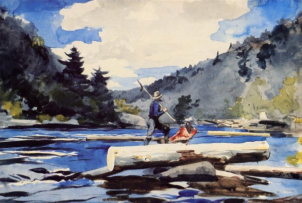 Hudson River, Logging by Winslow Homer - Hand-Painted Oil Painting Reproduction