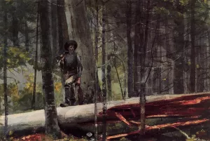 Hunter in the Adirondacks by Winslow Homer - Oil Painting Reproduction