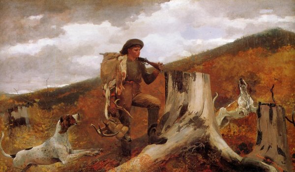 Main Product Photo of Huntsman and Dogs Painting by Winslow Homer