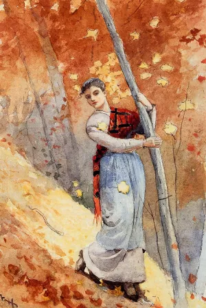 In Autumn Woods by Winslow Homer Oil Painting