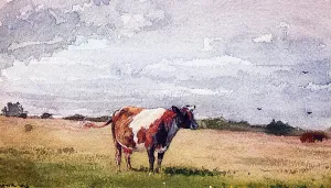 Landscape with Cow by Winslow Homer - Oil Painting Reproduction