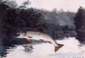 Leaping Trout by Winslow Homer - Oil Painting Reproduction