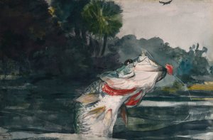 Life-Size Black Bass by Winslow Homer Oil Painting
