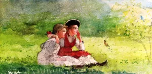 Listenning to the Birds by Winslow Homer - Oil Painting Reproduction