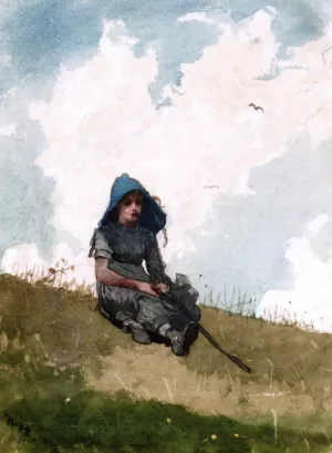 Little Shepherdess by Winslow Homer - Oil Painting Reproduction