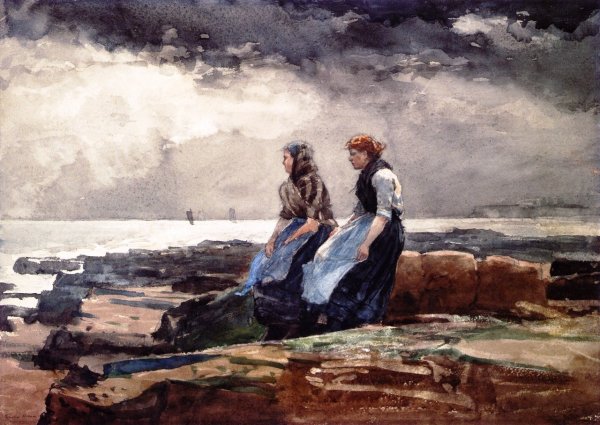 Looking Out to Sea by Winslow Homer - Hand-Painted Oil Painting Reproduction