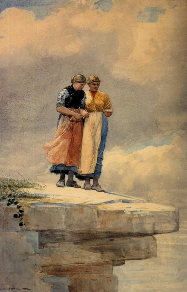 Looking over the Cliff by Winslow Homer - Hand-Painted Oil Painting Reproduction