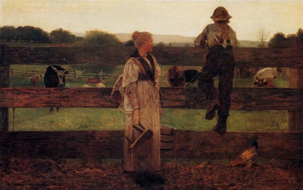 Milking Time by Winslow Homer - Hand-Painted Oil Painting Reproduction