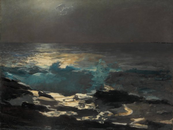 Moonlight, Wood Island Light  by Winslow Homer - Hand-Painted Oil Painting Reproduction
