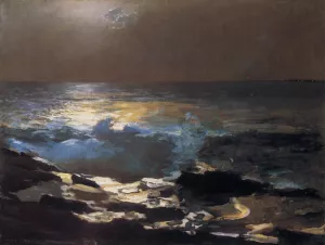 Moonlight, Wood Island Light painting by Winslow Homer