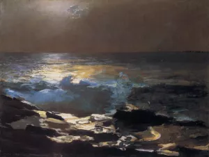 Moonlight, Wood Island Light Oil painting by Winslow Homer