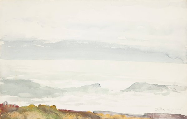 Ocean Seen from a Cliff, Prout's Neck, Maine  by Winslow Homer - Hand-Painted Oil Painting Reproduction