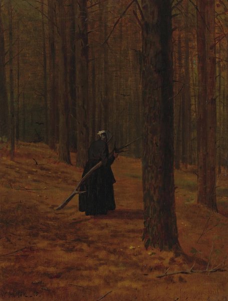 Old Woman Gathering Faggots  by Winslow Homer - Hand-Painted Oil Painting Reproduction