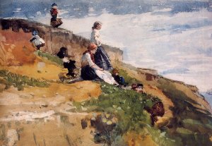 On the Cliff Oil painting by Winslow Homer