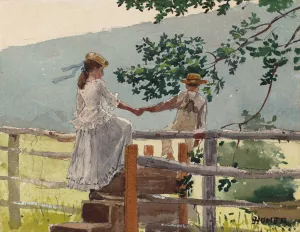 On the Stile by Winslow Homer Oil Painting