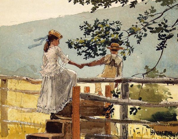 On the Stile by Winslow Homer - Hand-Painted Oil Painting Reproduction