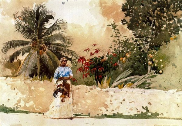 Main Product Photo of On the Way to Market, Bahamas  Painting by Winslow Homer