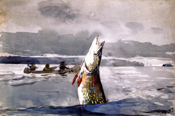Pike, Lake St. John by Winslow Homer - Hand-Painted Oil Painting Reproduction