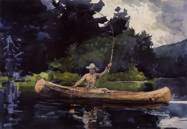 Main Product Photo of Playing Him also known as The North Woods Painting by Winslow Homer