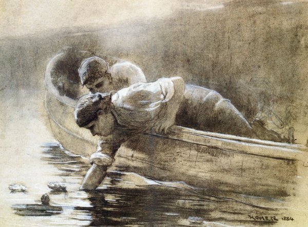 Pond Lilies by Winslow Homer - Hand-Painted Oil Painting Reproduction