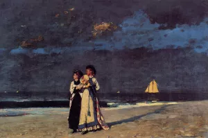 Promenade on the Beach by Winslow Homer - Oil Painting Reproduction
