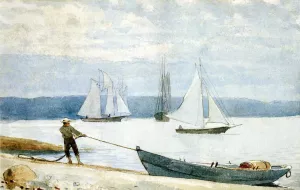 Pulling the Dory by Winslow Homer Oil Painting