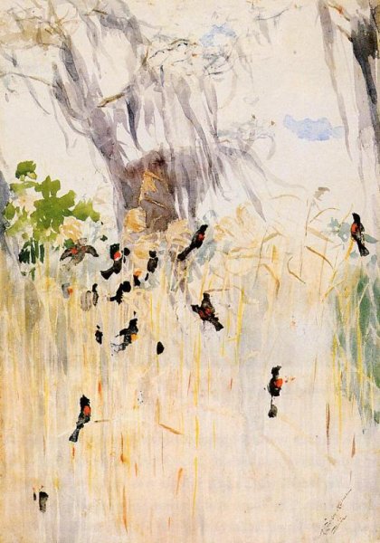 Redwing Blackbirds by Winslow Homer - Hand-Painted Oil Painting Reproduction