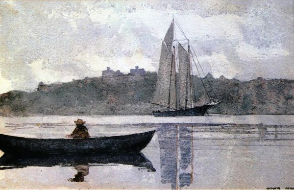 Reflections by Winslow Homer - Hand-Painted Oil Painting Reproduction