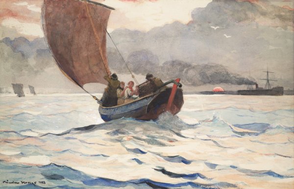 Returning Fishing Boats  by Winslow Homer - Hand-Painted Oil Painting Reproduction