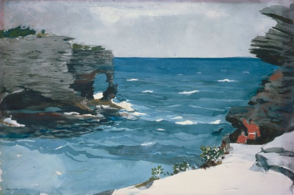 Rocky Shore, Bermuda  by Winslow Homer - Hand-Painted Oil Painting Reproduction