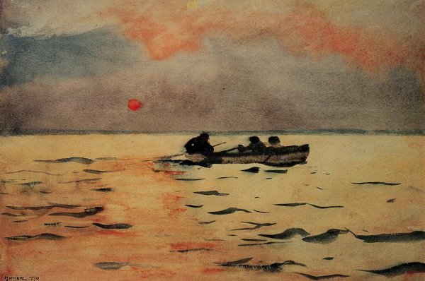Main Product Photo of Rowing Home Painting by Winslow Homer