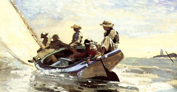 Main Product Photo of Sailing the Catboat Painting by Winslow Homer